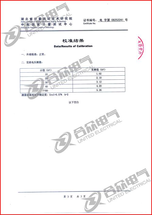 感應耐壓試驗裝置證書 感應耐壓試驗裝置證書