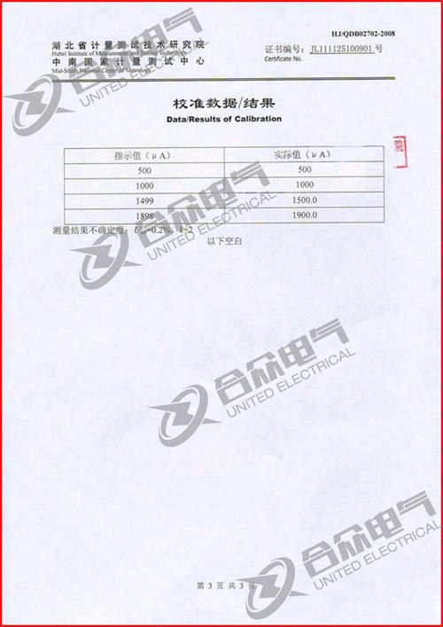 數字微安表證書 數字微安表證書