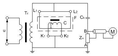 局放儀接有耦合電容器Ck的試驗接線 局放儀接有耦合電容器Ck的試驗接線